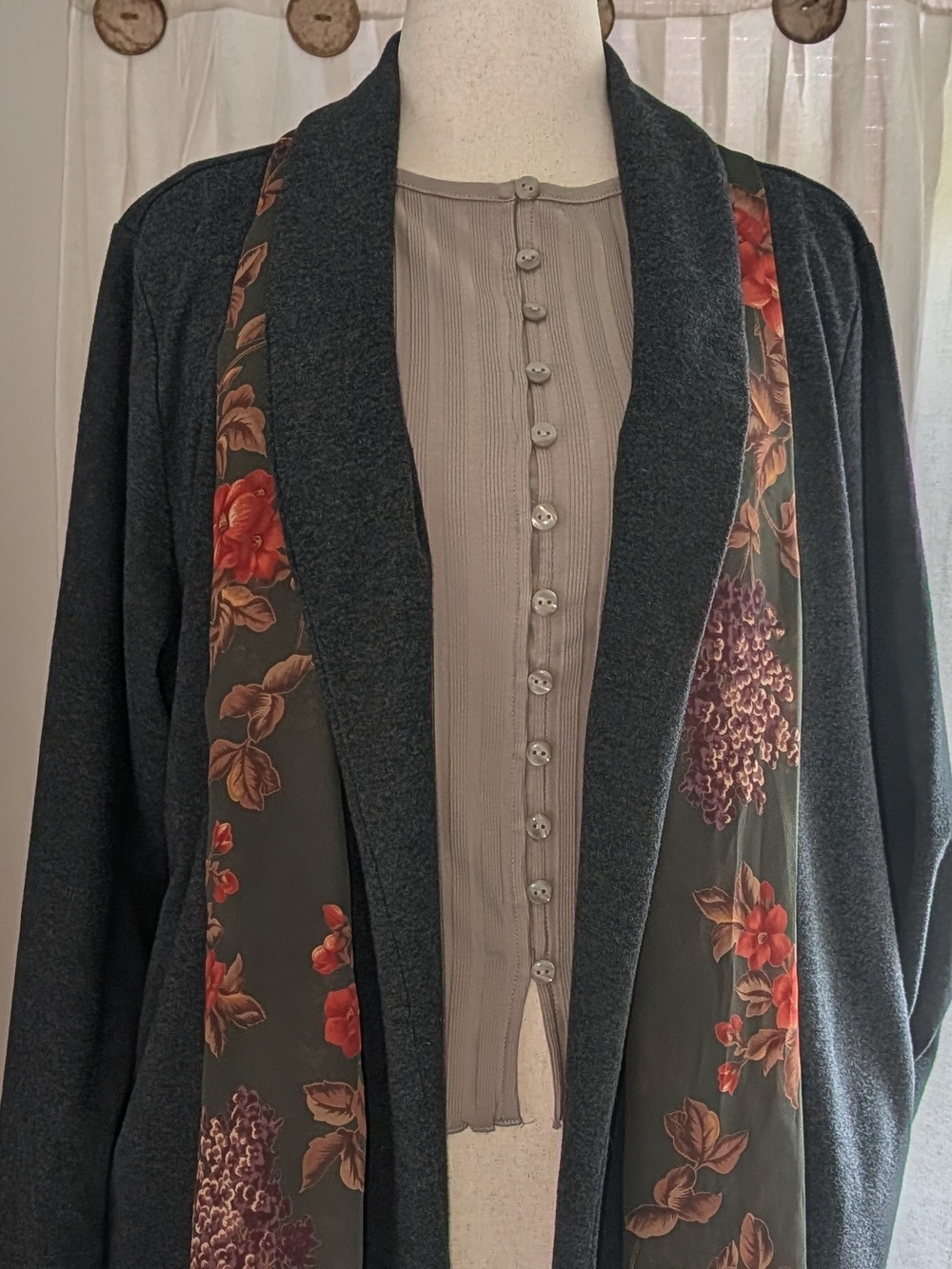 Woman Within Charcoal Gray Cotton Knit Cardigan/ Blazer